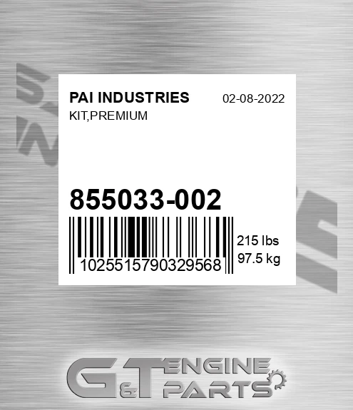 855033-002 Kit,premium for PAI INDUSTRIES
