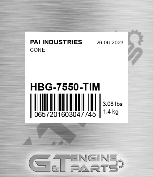 HBG-7550-TIM Cone for PAI INDUSTRIES