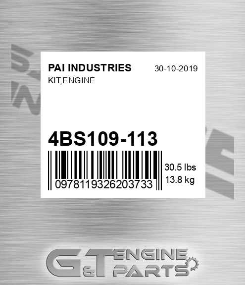4BS109-113 Kit,engine for PAI INDUSTRIES