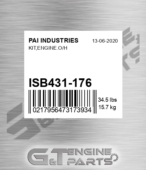 ISB431-176 Kit,engine.o/h for PAI INDUSTRIES