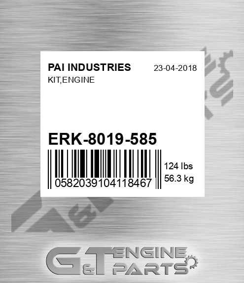 ERK-8019-585 Kit,engine for PAI INDUSTRIES