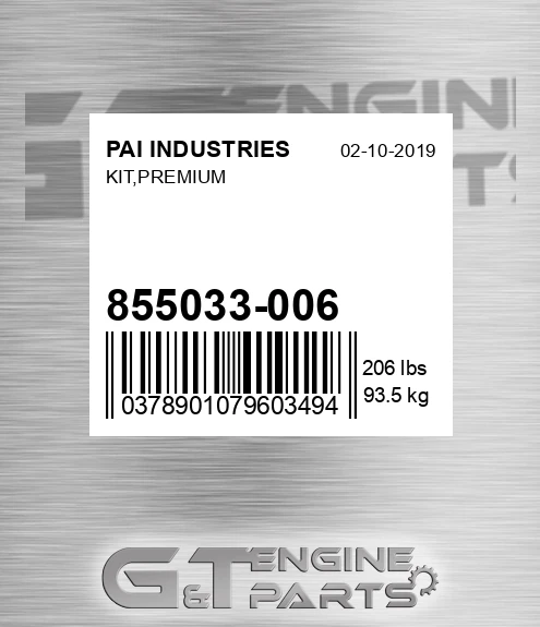 855033-006 Kit,premium for PAI INDUSTRIES