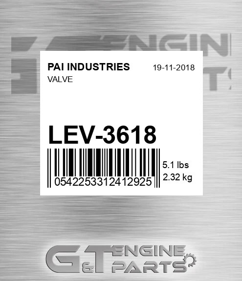LEV-3618 Valve for PAI INDUSTRIES