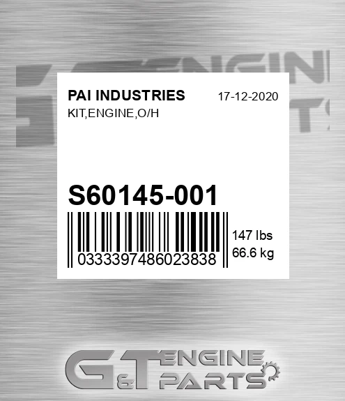 S60145-001 Kit,engine,o/h for PAI INDUSTRIES