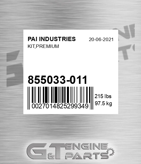 855033-011 Kit,premium for PAI INDUSTRIES