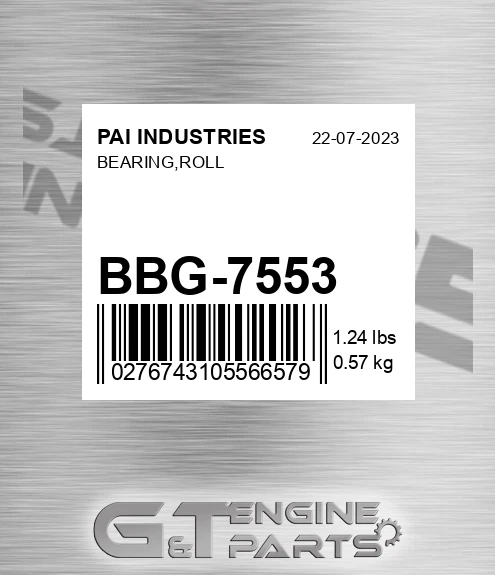 BBG-7553 Bearing,roll for PAI INDUSTRIES