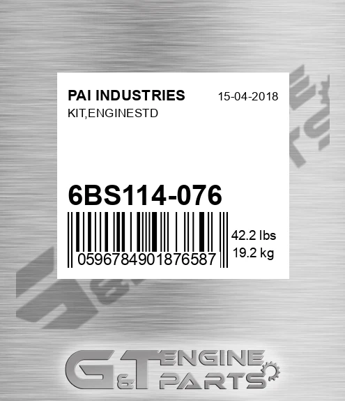 6BS114-076 Kit,enginestd for PAI INDUSTRIES
