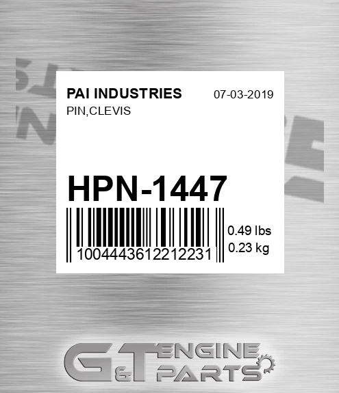 HPN-1447 Pin,clevis