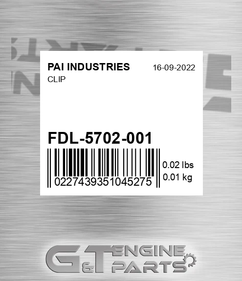 FDL-5702-001 Clip for PAI INDUSTRIES