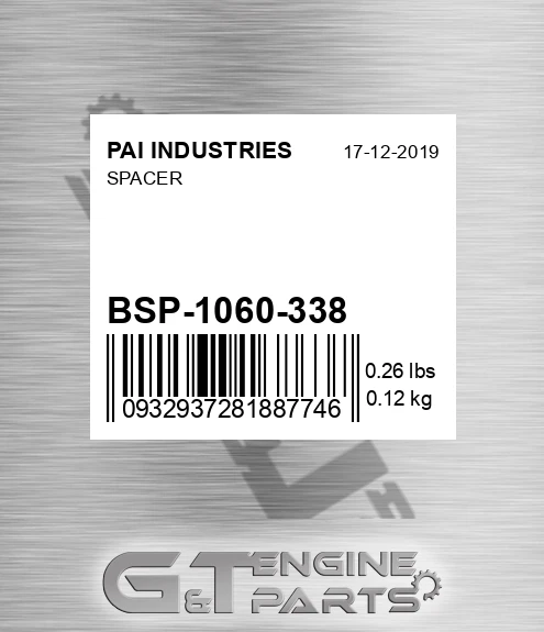 BSP-1060-338 Spacer for PAI INDUSTRIES