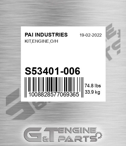 S53401-006 Kit,engine,o/h for PAI INDUSTRIES