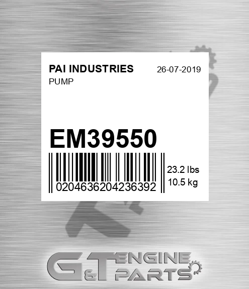EM39550 Pump for PAI INDUSTRIES