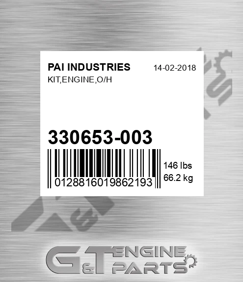 330653-003 Kit,engine,o/h for PAI INDUSTRIES