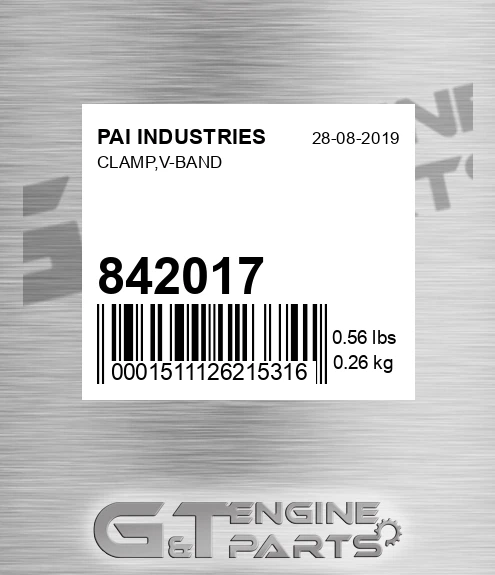 842017 Clamp,v-band for PAI INDUSTRIES