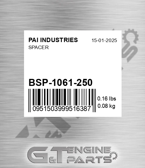 BSP-1061-250 Spacer for PAI INDUSTRIES