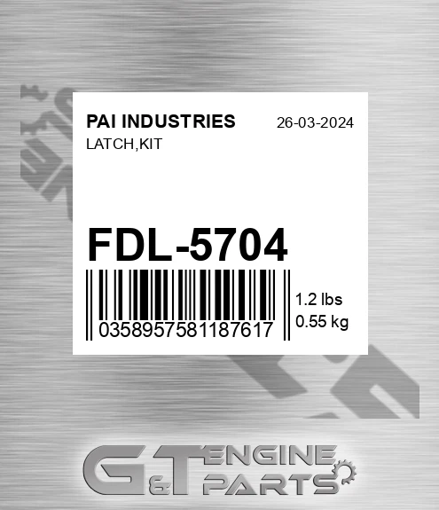 FDL-5704 Latch,kit for PAI INDUSTRIES