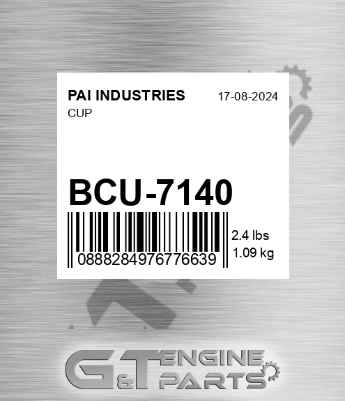 BCU-7140 Cup for PAI INDUSTRIES