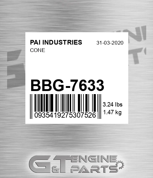 BBG-7633 Cone for PAI INDUSTRIES