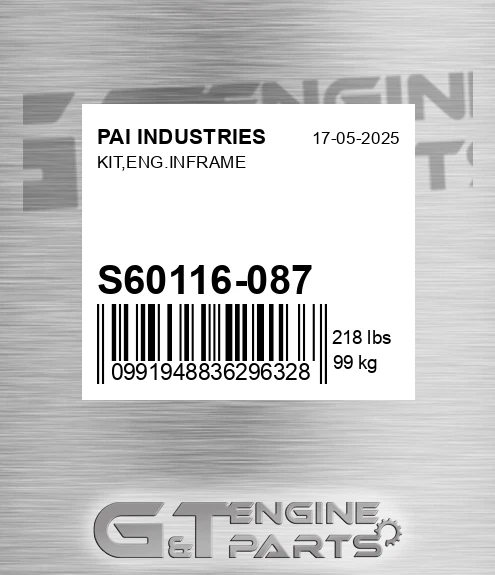 S60116-087 Kit,eng.inframe for PAI INDUSTRIES