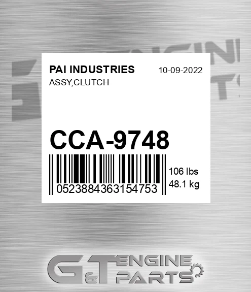 CCA-9748 Assy,clutch for PAI INDUSTRIES