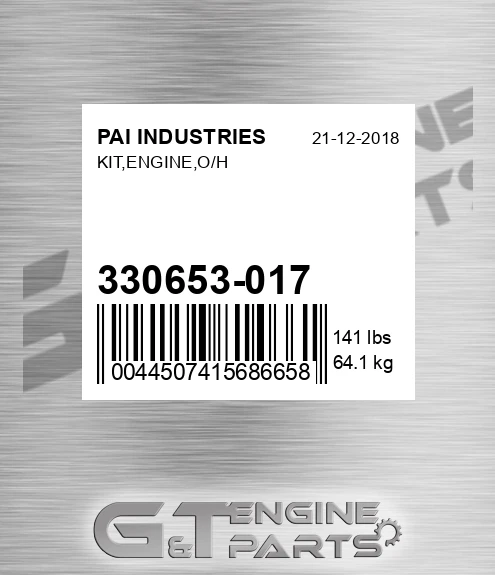 330653-017 Kit,engine,o/h for PAI INDUSTRIES
