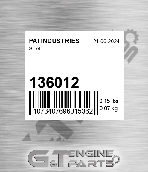136012 Seal for PAI INDUSTRIES