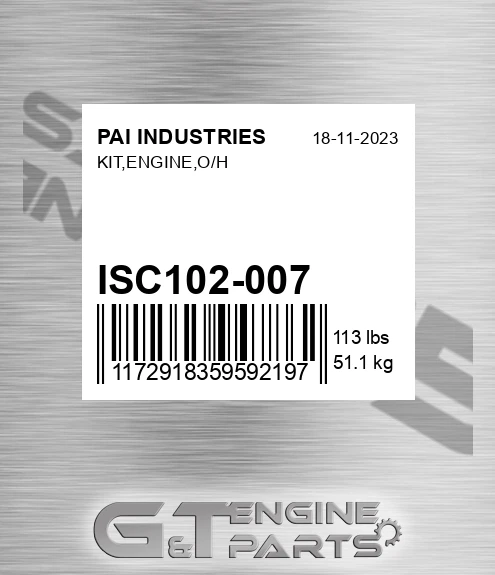 ISC102-007 Kit,engine,o/h for PAI INDUSTRIES