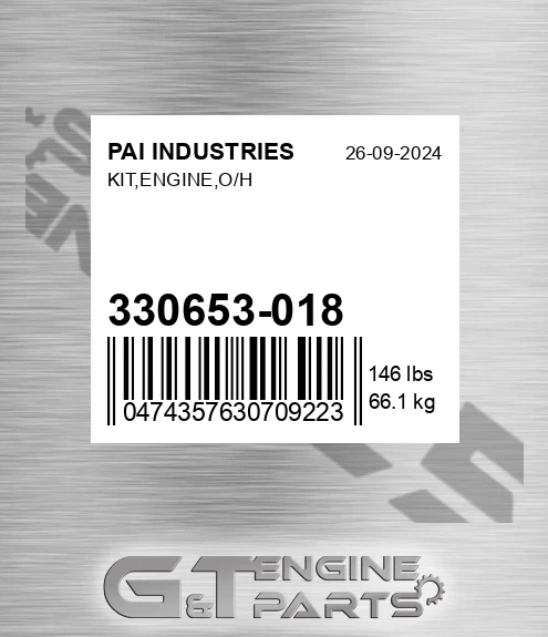 330653-018 Kit,engine,o/h for PAI INDUSTRIES