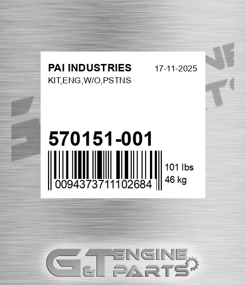 570151-001 Kit,eng,w/o,pstns