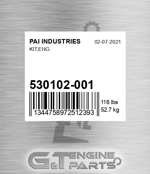 530102-001 Kit,eng. for PAI INDUSTRIES