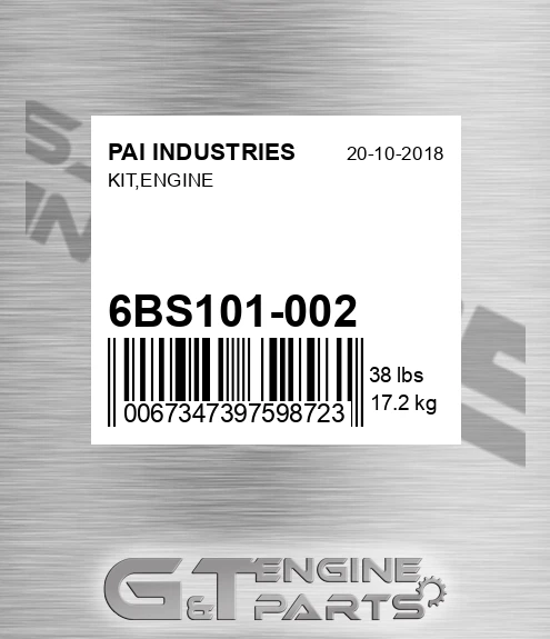 6BS101-002 Kit,engine for PAI INDUSTRIES