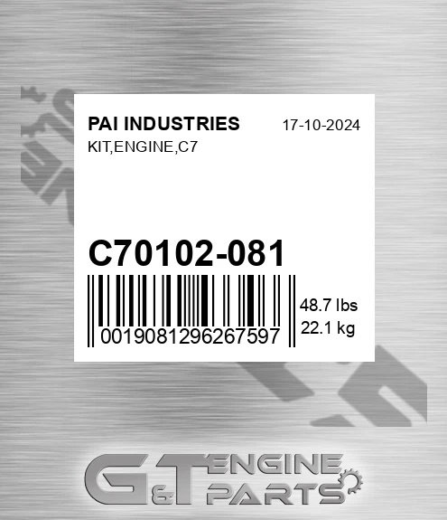 C70102-081 Kit,engine,c7 for PAI INDUSTRIES