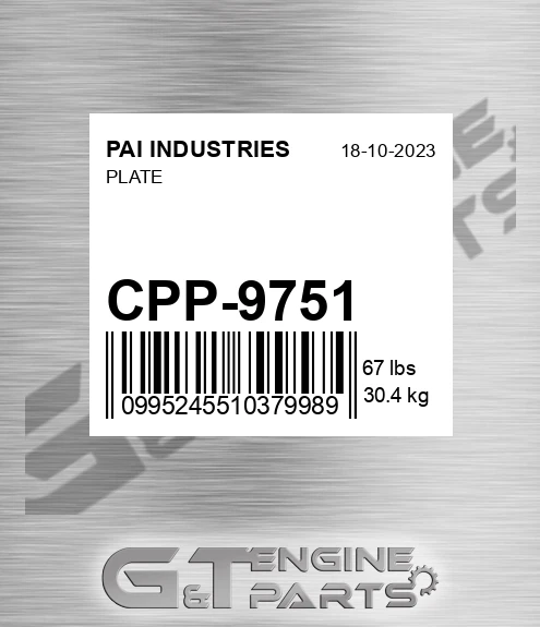 CPP-9751 PAI INDUSTRIES Plate