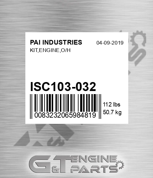 ISC103-032 Kit,engine,o/h for PAI INDUSTRIES