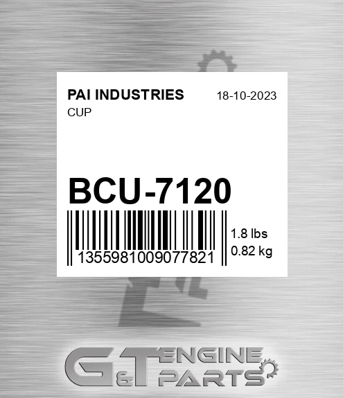 BCU-7120 Cup for PAI INDUSTRIES
