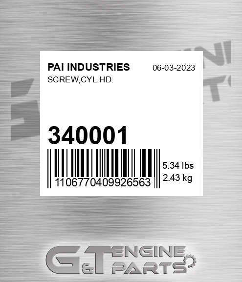 340001 Screw,cyl.hd.