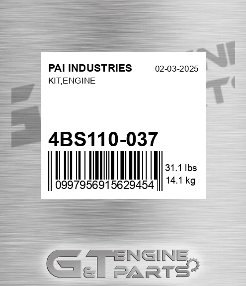 4BS110-037 Kit,engine for PAI INDUSTRIES