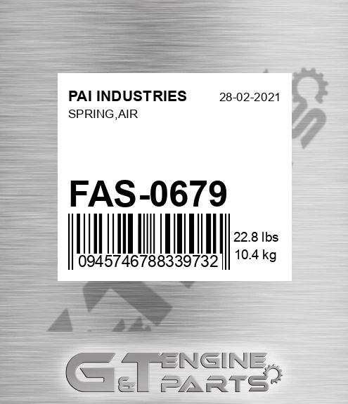 FAS-0679 Spring,air for PAI INDUSTRIES