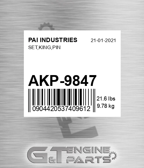 AKP-9847 Set,king,pin for PAI INDUSTRIES