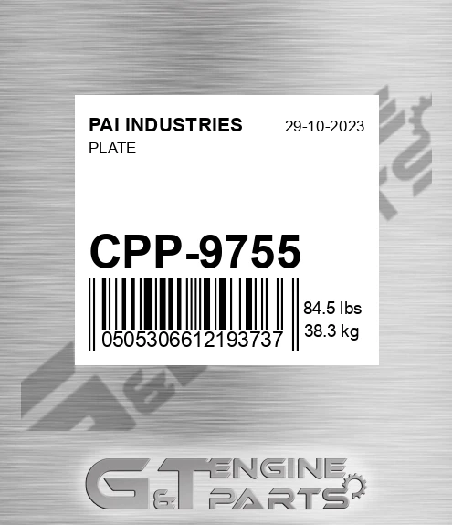 CPP-9755 PAI INDUSTRIES Plate