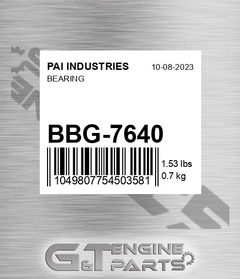 BBG-7640 Bearing for PAI INDUSTRIES
