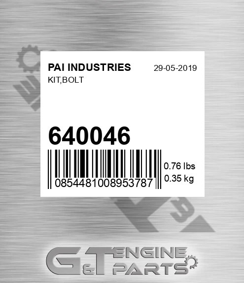 640046 Kit,bolt
