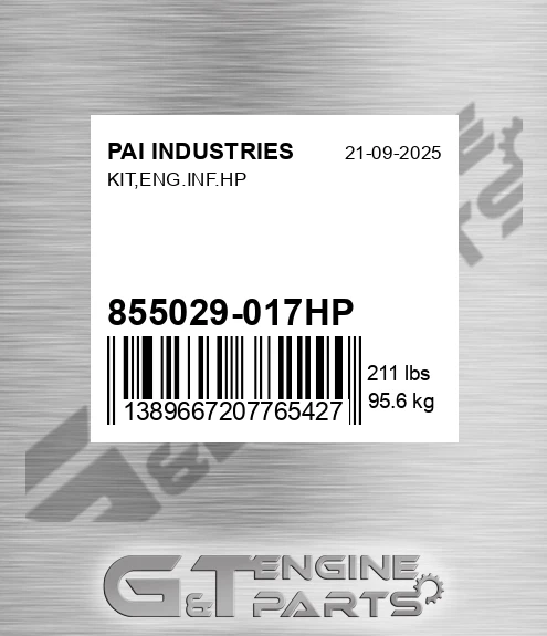 855029-017HP Kit,eng.inf.hp for PAI INDUSTRIES