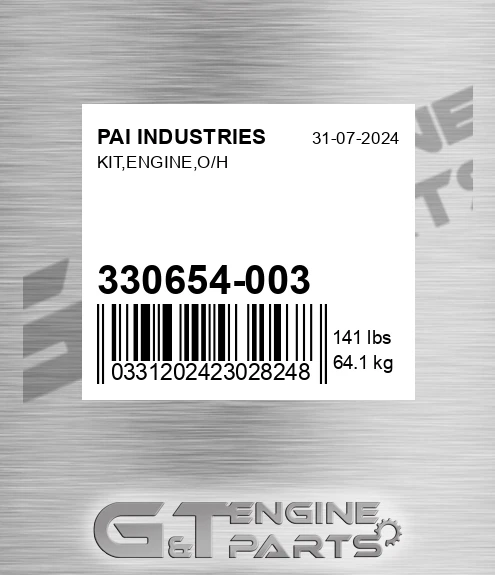 330654-003 Kit,engine,o/h for PAI INDUSTRIES