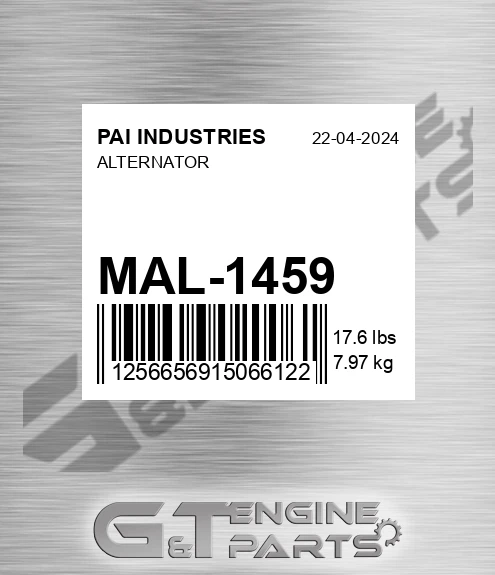 MAL-1459 Alternator for PAI INDUSTRIES