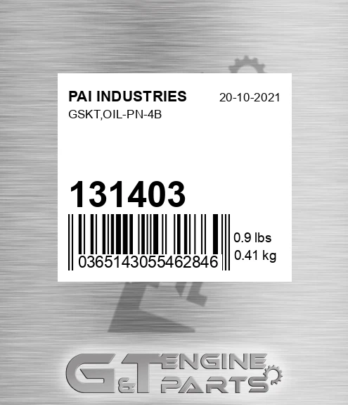 131403 Gskt,oil-pn-4b for PAI INDUSTRIES
