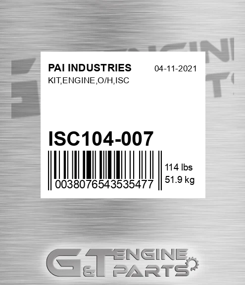 ISC104-007 Kit,engine,o/h,isc for PAI INDUSTRIES