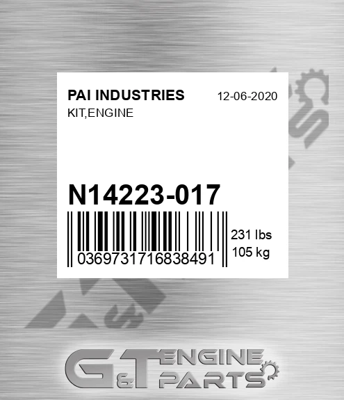 N14223-017 Kit,engine for PAI INDUSTRIES