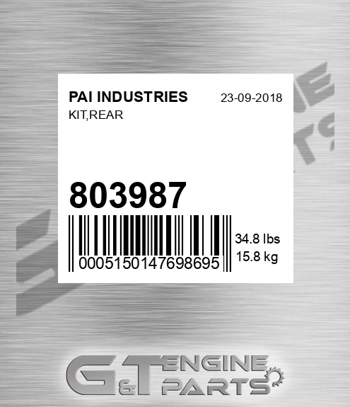803987 Kit,rear for PAI INDUSTRIES