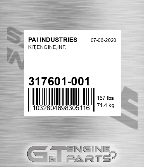 317601-001 Kit,engine,inf. for PAI INDUSTRIES